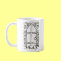 Gothic Door (black & white) mug (left)