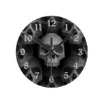 Gothic evil fanged skull Halloween horror Round Clocks