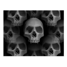 Gothic evil fanged skull Halloween horror Post Cards