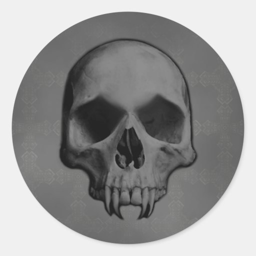 Gothic evil fanged skull Halloween horror Round Stickers