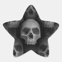 Gothic evil fanged skull Halloween horror Star Sticker