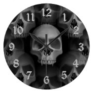 Gothic evil vampire fanged skulls round clocks