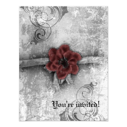 Gothic Faded Red Floral Wedding Accessories set Invitation