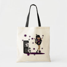 Gothic Faerie with Skull Guitar Canvas Bags