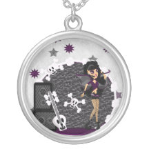 Gothic Faerie with Skull Guitar Necklaces