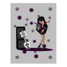 Gothic Faerie with Skull Guitar Post Cards