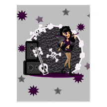 Gothic Faerie with Skull Guitar Postcards