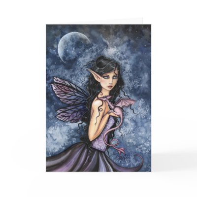 Gothic Fairy and Dragon Card by Molly Harrison