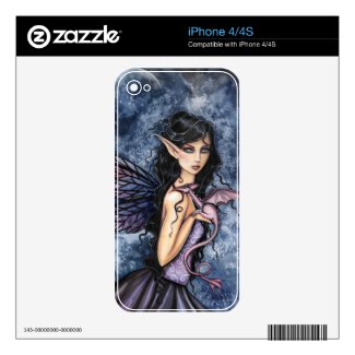 Gothic Fairy and Dragon Iphone 4S Skin musicskins_skin