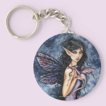 Gothic Fairy Dragon Art Keychain by Molly Harrison