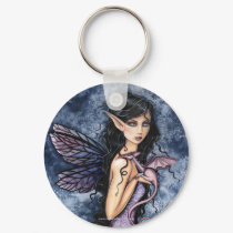 Gothic Fairy Dragon Art Keychain by Molly Harrison