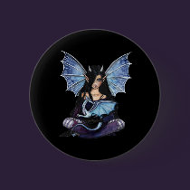 Gothic Fairy Dragon Pin, Button by Molly Harrison buttons