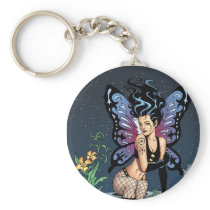 Gothic Fairy Grave Sitting with Tears by Al Rio Key Chain