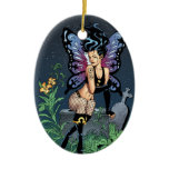 Gothic Fairy Grave Sitting with Tears by Al Rio Christmas Tree Ornaments