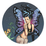 Gothic Fairy Grave Sitting with Tears by Al Rio Round Stickers