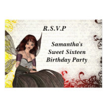 Gothic fairy sweet sixteen r.s.v.p. personalized announcements