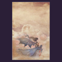 Gothic Fairy Vampire in Clouds Stationary stationery