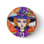 Gothic Fall Witch Fantasy Button by Ann Howard