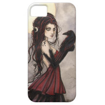 Gothic Fantasy Art Witch and Raven iPhone 5 Case