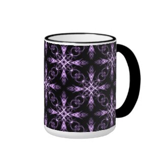 Gothic Floral Black and Purple Fractal Coffee Mugs