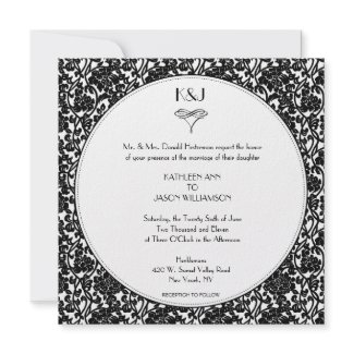Gothic Floral Damask Monogram Wedding Invitation invitation