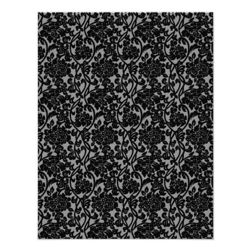 Gothic Floral Damask Monogram Wedding Invitation