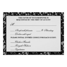 Gothic Flourish Black & Grey  Response Card