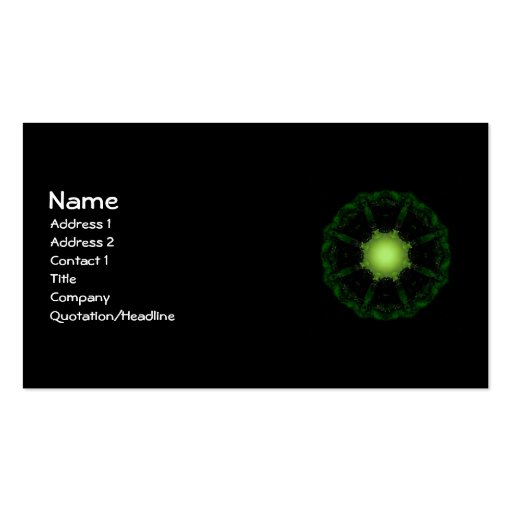 Gothic Fractals Glow In The Dark Business Card (front side)