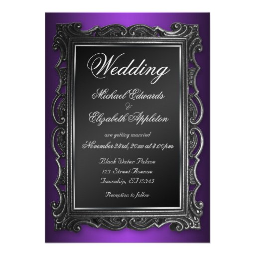 Gothic Frame Purple Wedding Invitations 5" X 7" Invitation Card | Zazzle