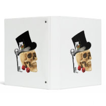 Gothic gambler skull tattoo design 3 ring binders