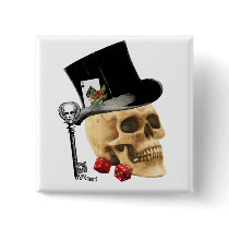 Gothic gambler skull tattoo design pin