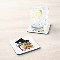 Gothic gambler skull tattoo design drink coaster