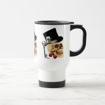 Gothic gambler skull tattoo design mug