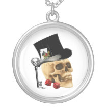 Gothic gambler skull tattoo design jewelry