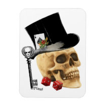 Gothic gambler skull tattoo design rectangular magnets
