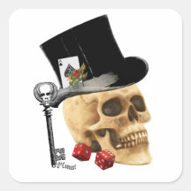Gothic gambler skull tattoo design stickers