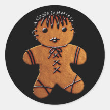 Gothic Gingerbread Cookie Round Sticker