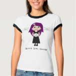 Gothic Girl Gamer Cute Cartoon Character & Skulls Tshirt
