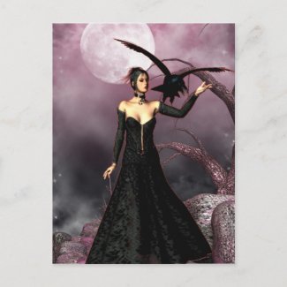 Gothic Girls Red Witch fantasy postcard postcard