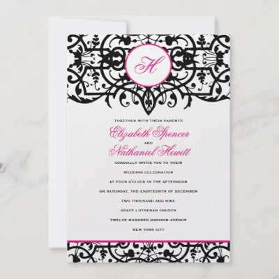 Gothic Glamour Wedding Invitation Pink Black by spinsugar
