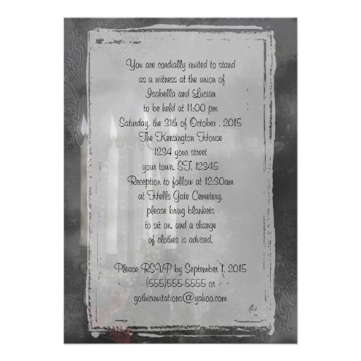 Gothic Glow Candle Light Roses Wedding set Custom Invitation