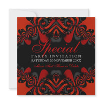 Gothic Goddess Red+Black Party  Invitation