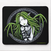 Gothic Green Bat Fairy Art Mousepad mousepads