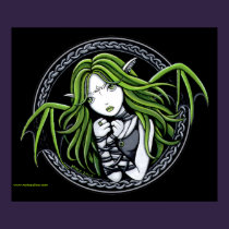 Gothic Green Bat Fairy Art Poster posters
