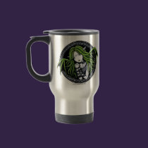 Gothic Green Bat Fairy Art Travel Mug mugs