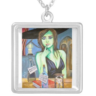 Gothic green witch necklace