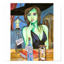 Gothic green witch print