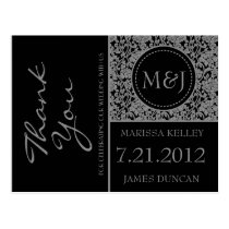 Gothic Grey/Black Flourish Thank You Post Card