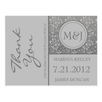 Gothic Grey Flourish Thank You Post Card