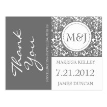 Gothic Grey Flourish Thank You Post Cards